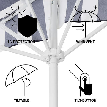 Beverly 9 ft. Designer Classic Scalloped Fringe Half Market Patio Umbrella